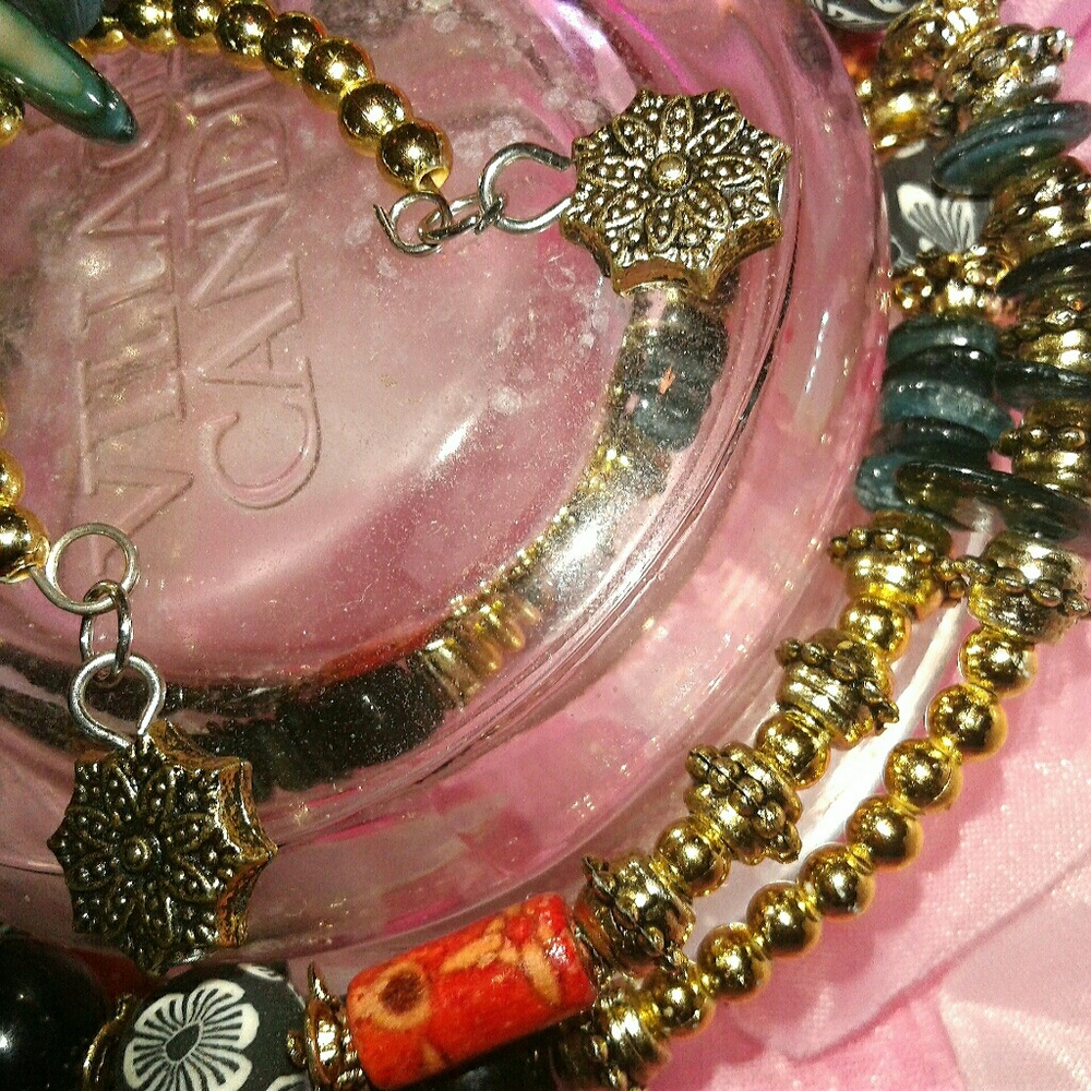 VOLCANO DUSTY GOLD GEOMETRIC BOHO LAYERED BRACELET
